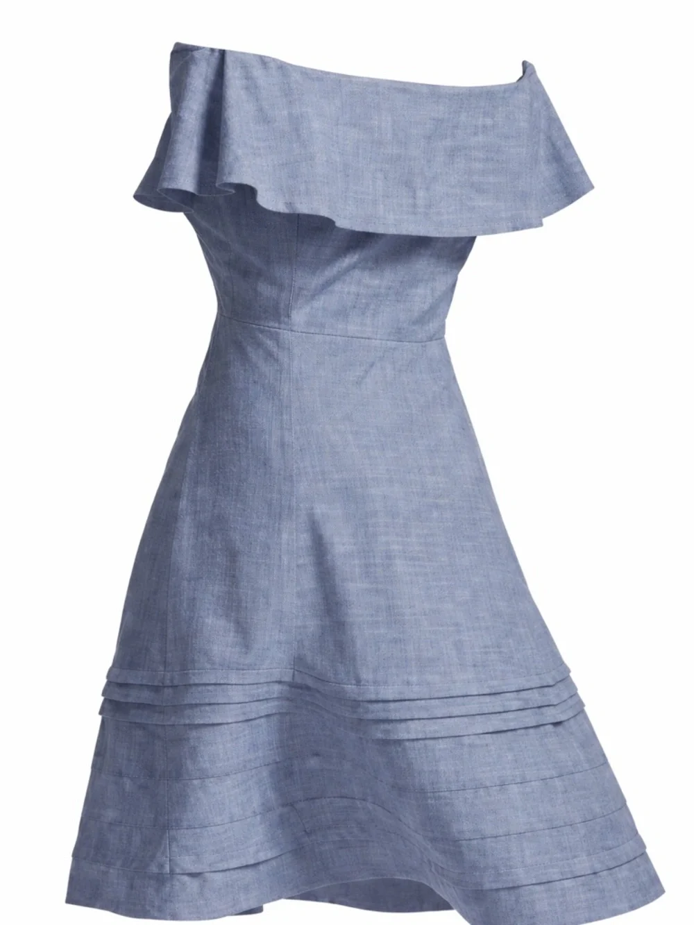 Banana Republic Chambray Blue Off-the-Shoulder Midi Dress - size 10 - Picture 3 of 8
